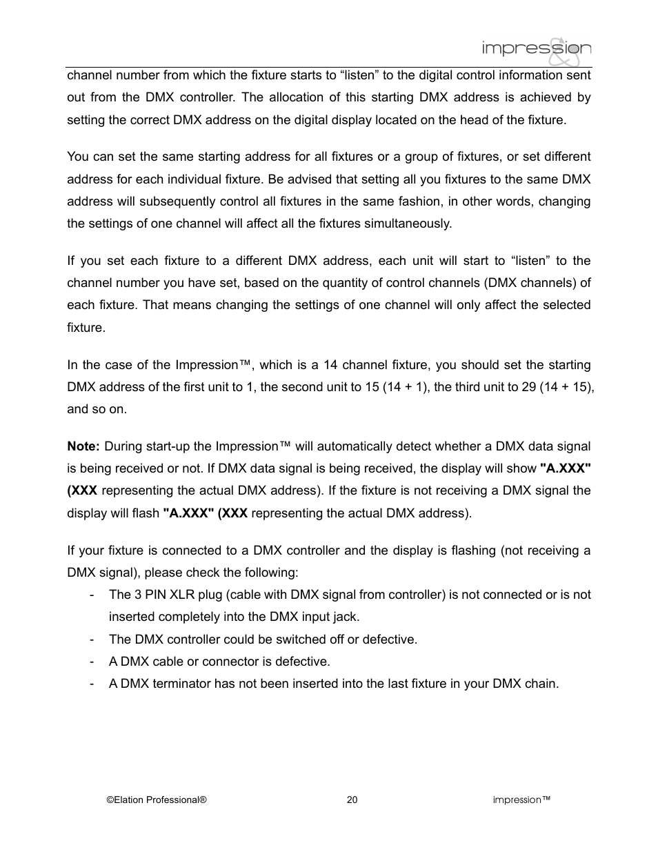 Elation Professional RGB Lamp User Manual | Page 20 / 36