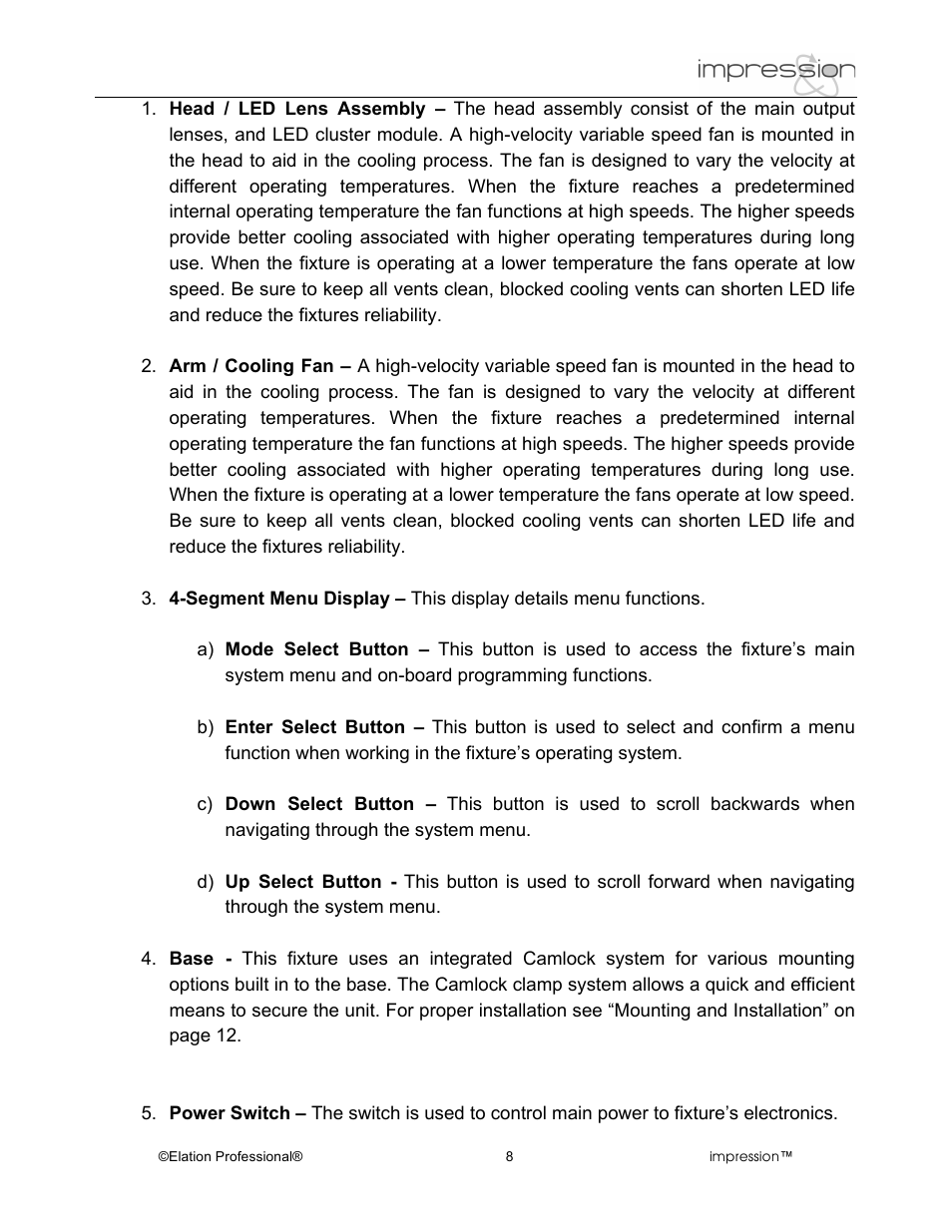Elation Professional RGB Lamp User Manual | Page 8 / 36