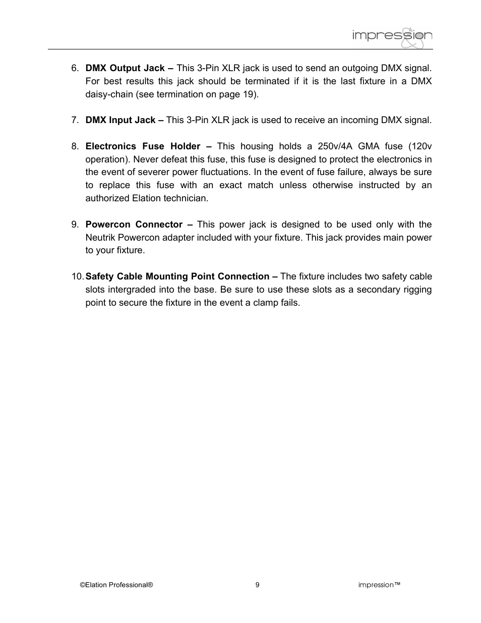 Elation Professional RGB Lamp User Manual | Page 9 / 36