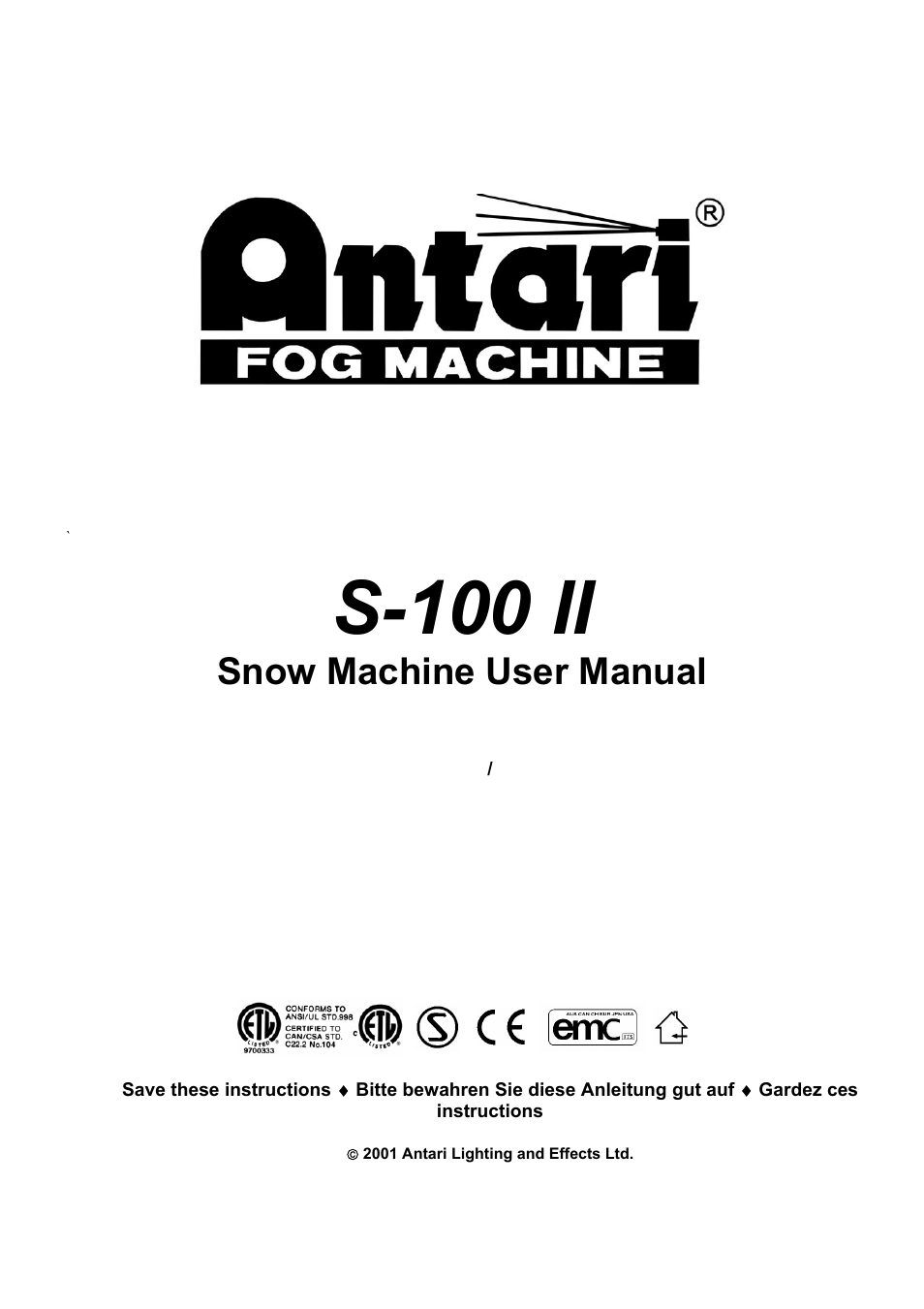 Elation Professional S-100 II User Manual | 4 pages