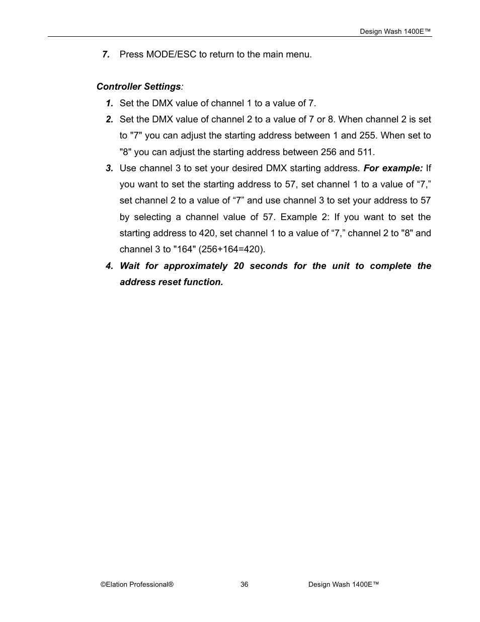 Elation Professional 1400E User Manual | Page 36 / 64