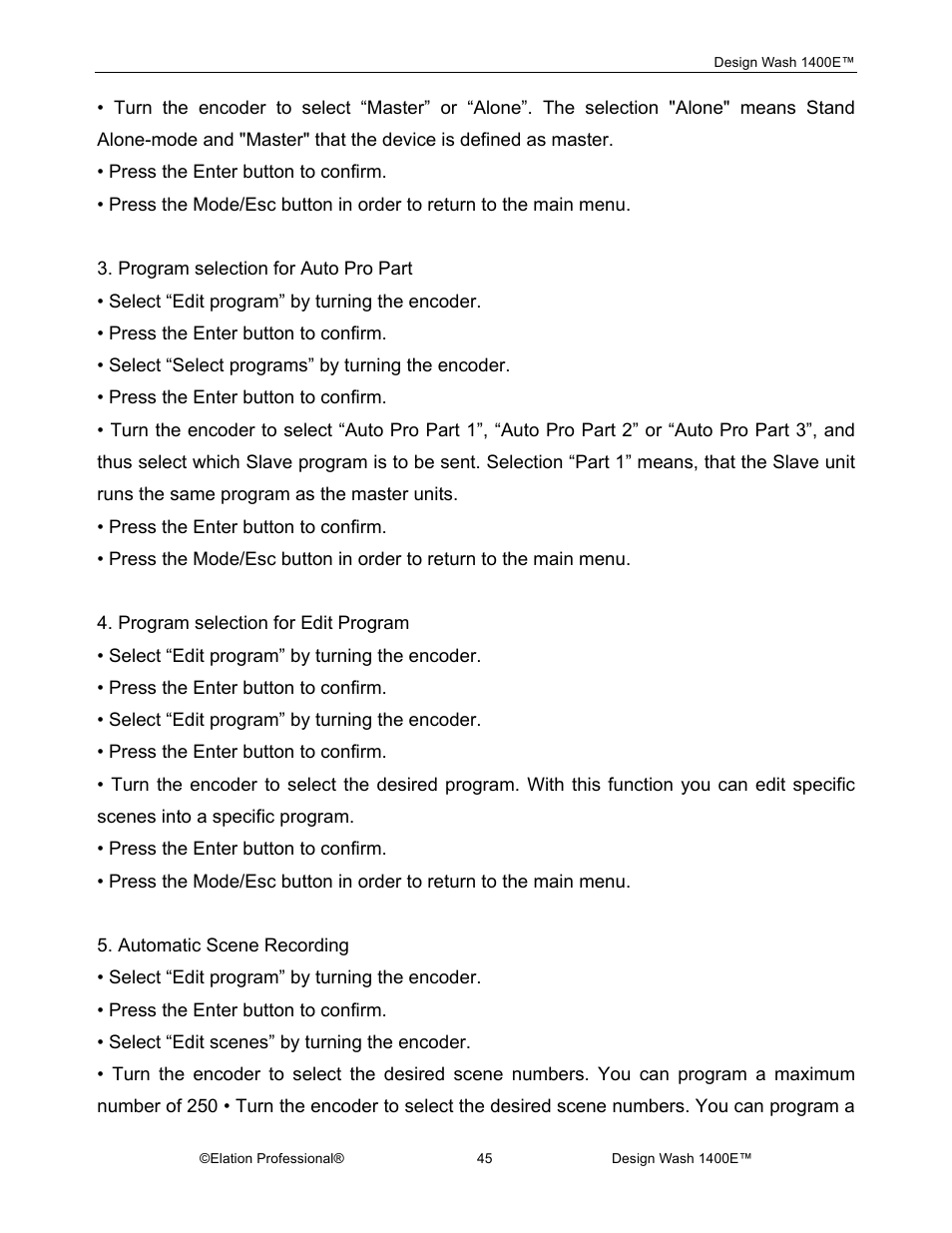 Elation Professional 1400E User Manual | Page 45 / 64