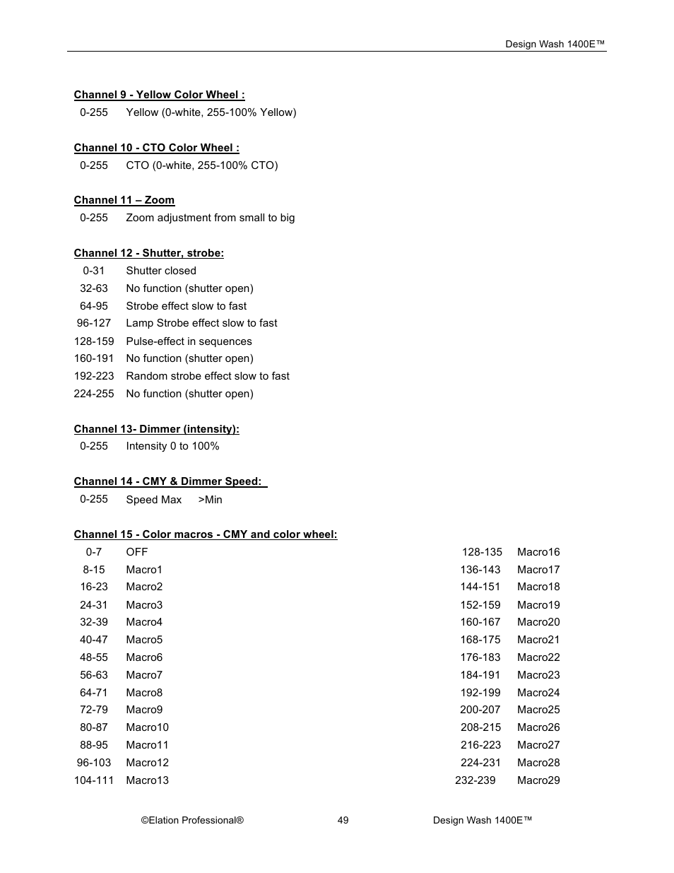 Elation Professional 1400E User Manual | Page 49 / 64