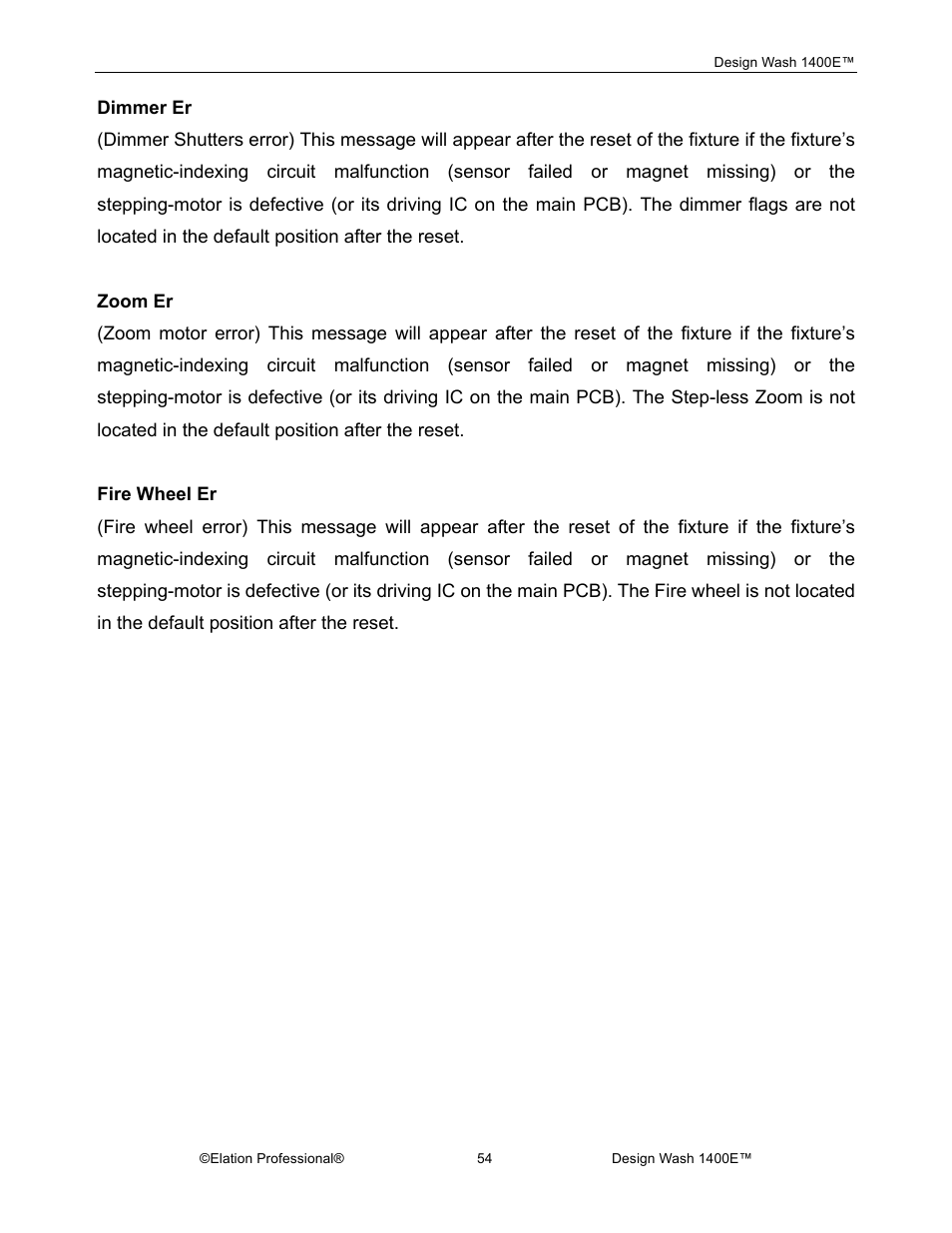 Elation Professional 1400E User Manual | Page 54 / 64