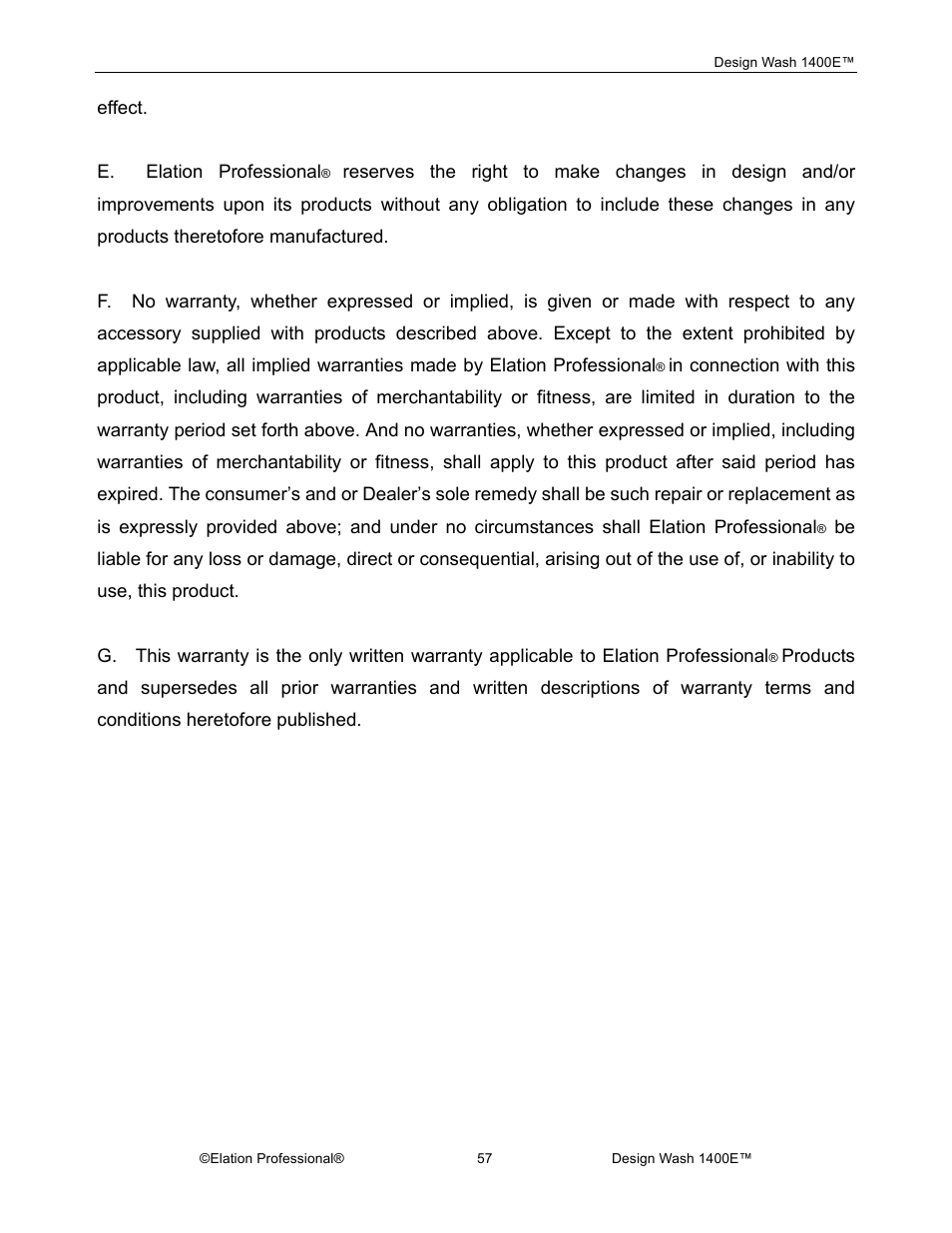 Elation Professional 1400E User Manual | Page 57 / 64