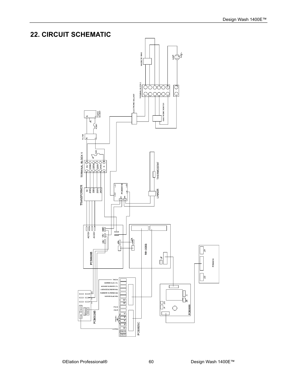 Circuit schematic | Elation Professional 1400E User Manual | Page 60 / 64