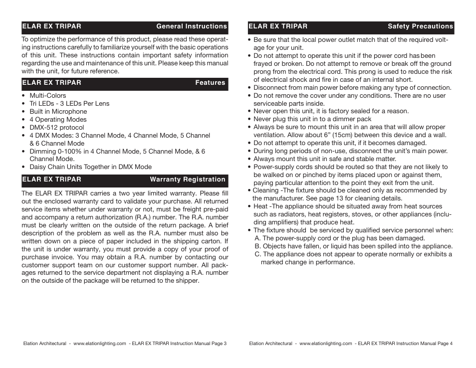 Elation Professional DJ Equipment User Manual | Page 2 / 8