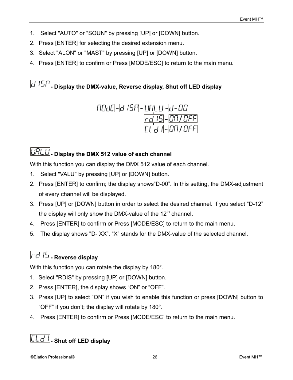 Elation Professional Event MH User Manual | Page 26 / 60