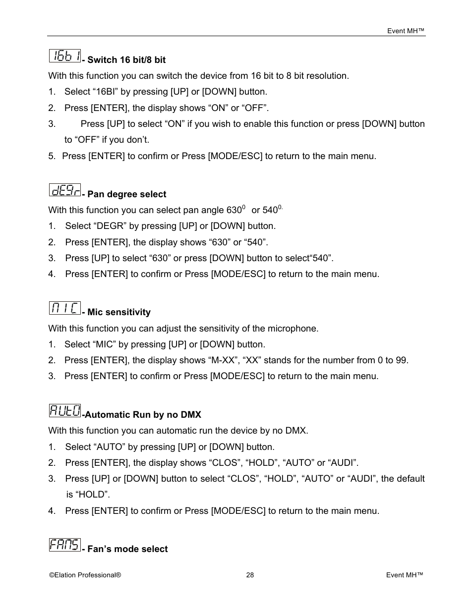 Elation Professional Event MH User Manual | Page 28 / 60