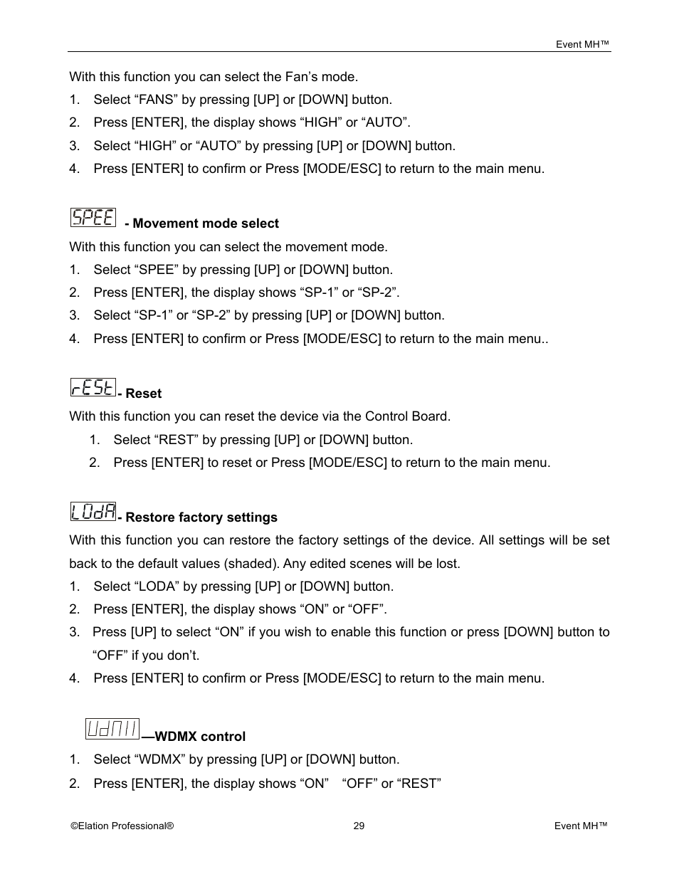 Elation Professional Event MH User Manual | Page 29 / 60