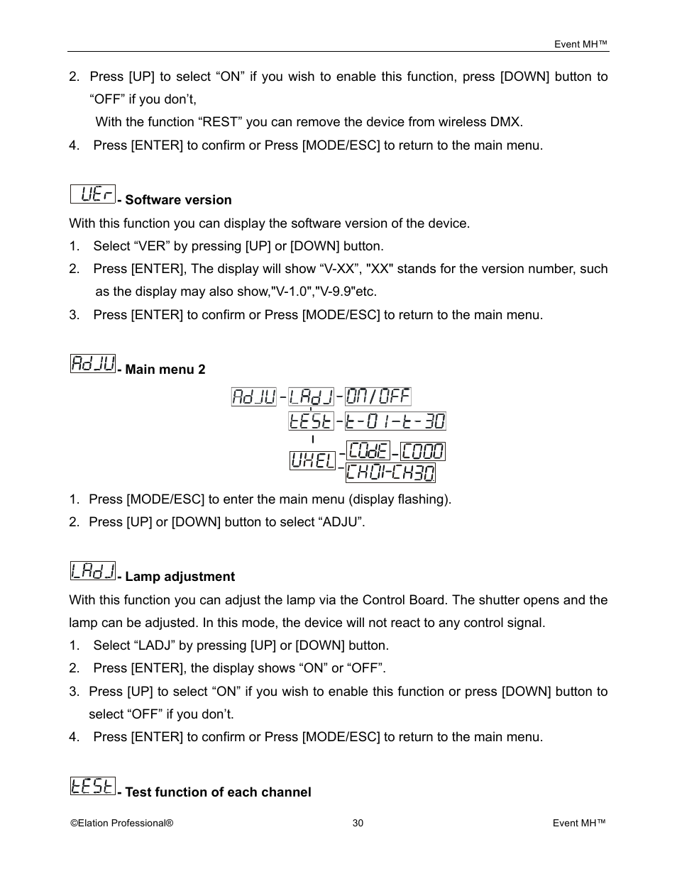 Elation Professional Event MH User Manual | Page 30 / 60