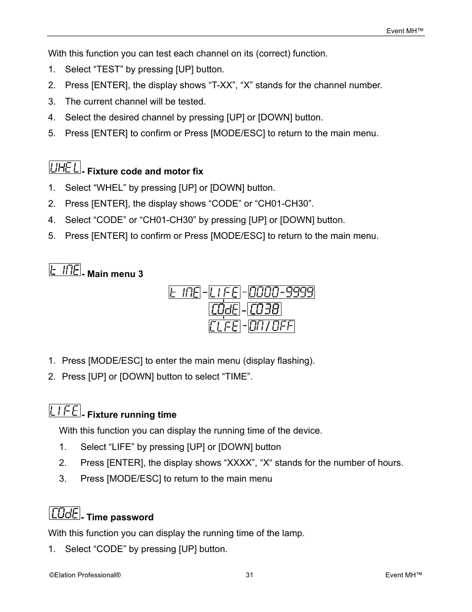 Elation Professional Event MH User Manual | Page 31 / 60