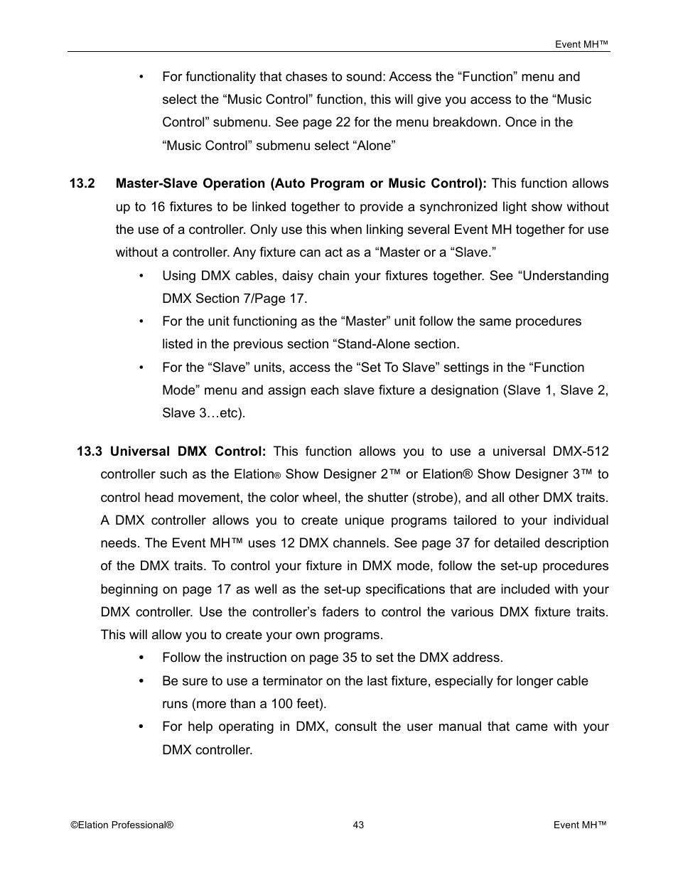 Elation Professional Event MH User Manual | Page 43 / 60