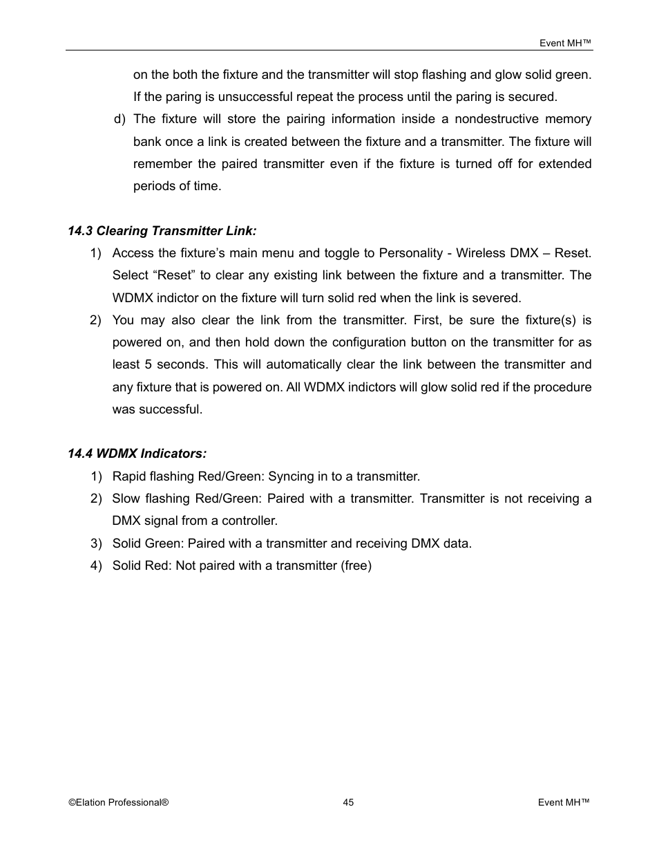 Elation Professional Event MH User Manual | Page 45 / 60