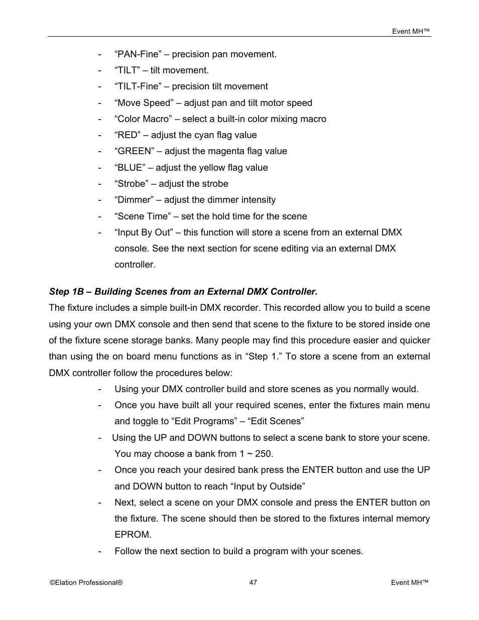 Elation Professional Event MH User Manual | Page 47 / 60