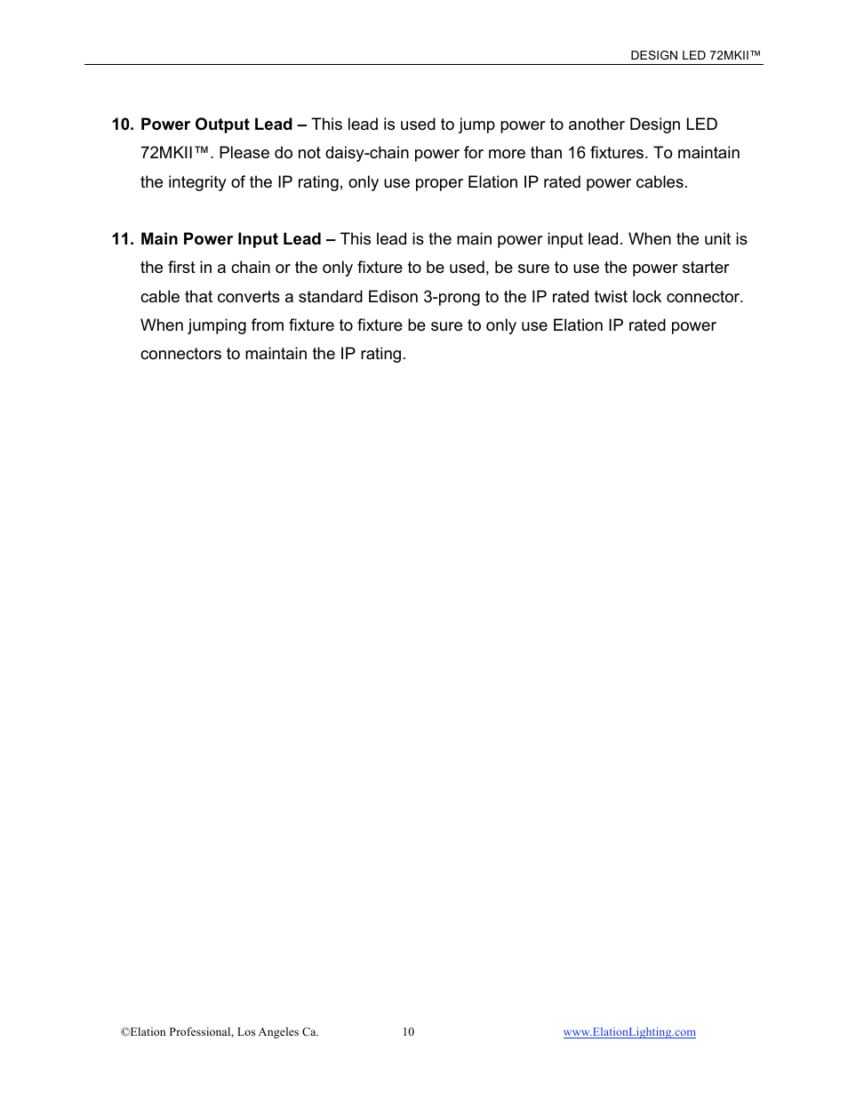 Elation Professional 72MKII User Manual | Page 11 / 36