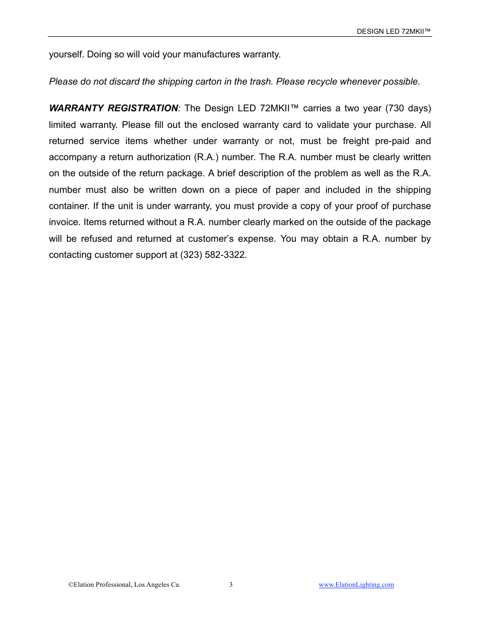 Elation Professional 72MKII User Manual | Page 4 / 36