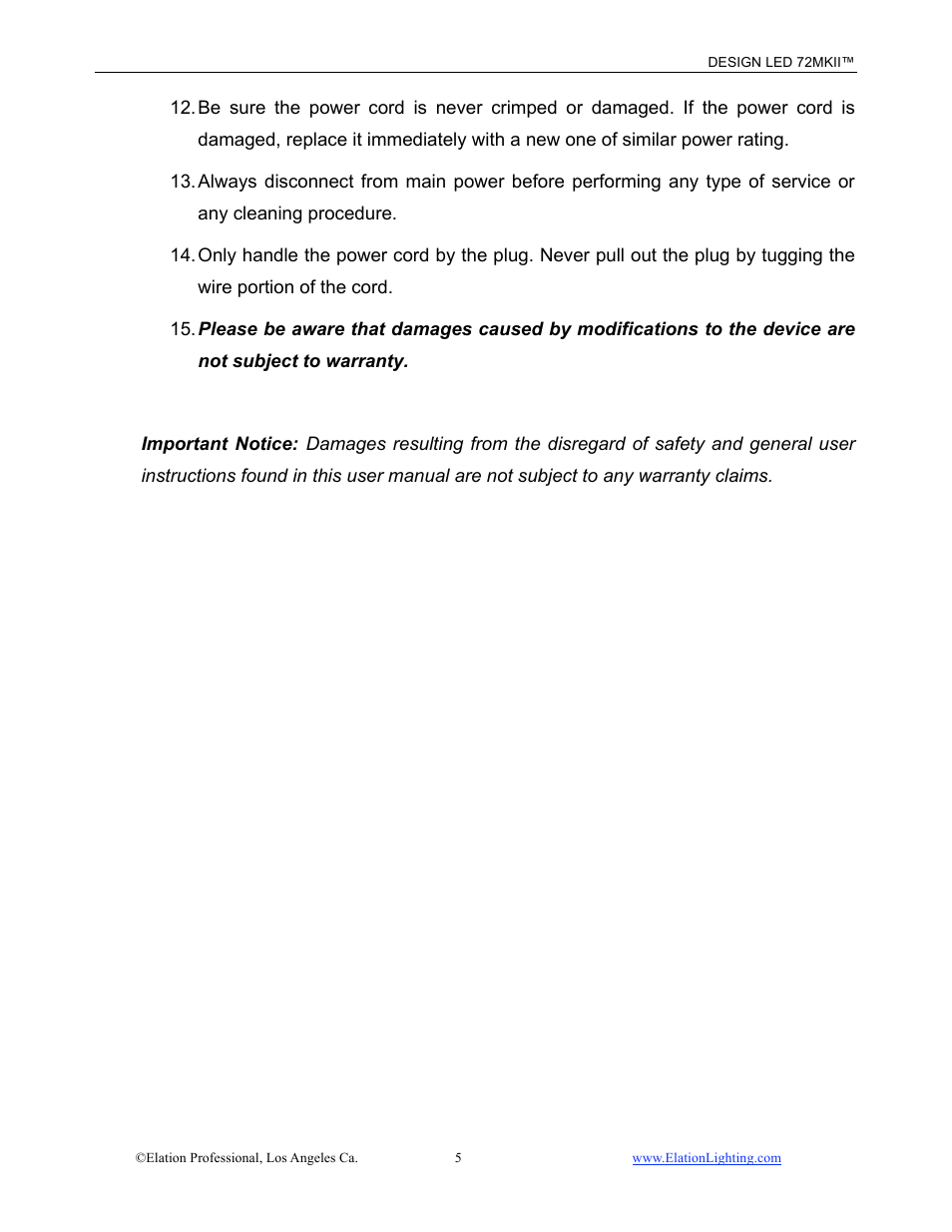 Elation Professional 72MKII User Manual | Page 6 / 36