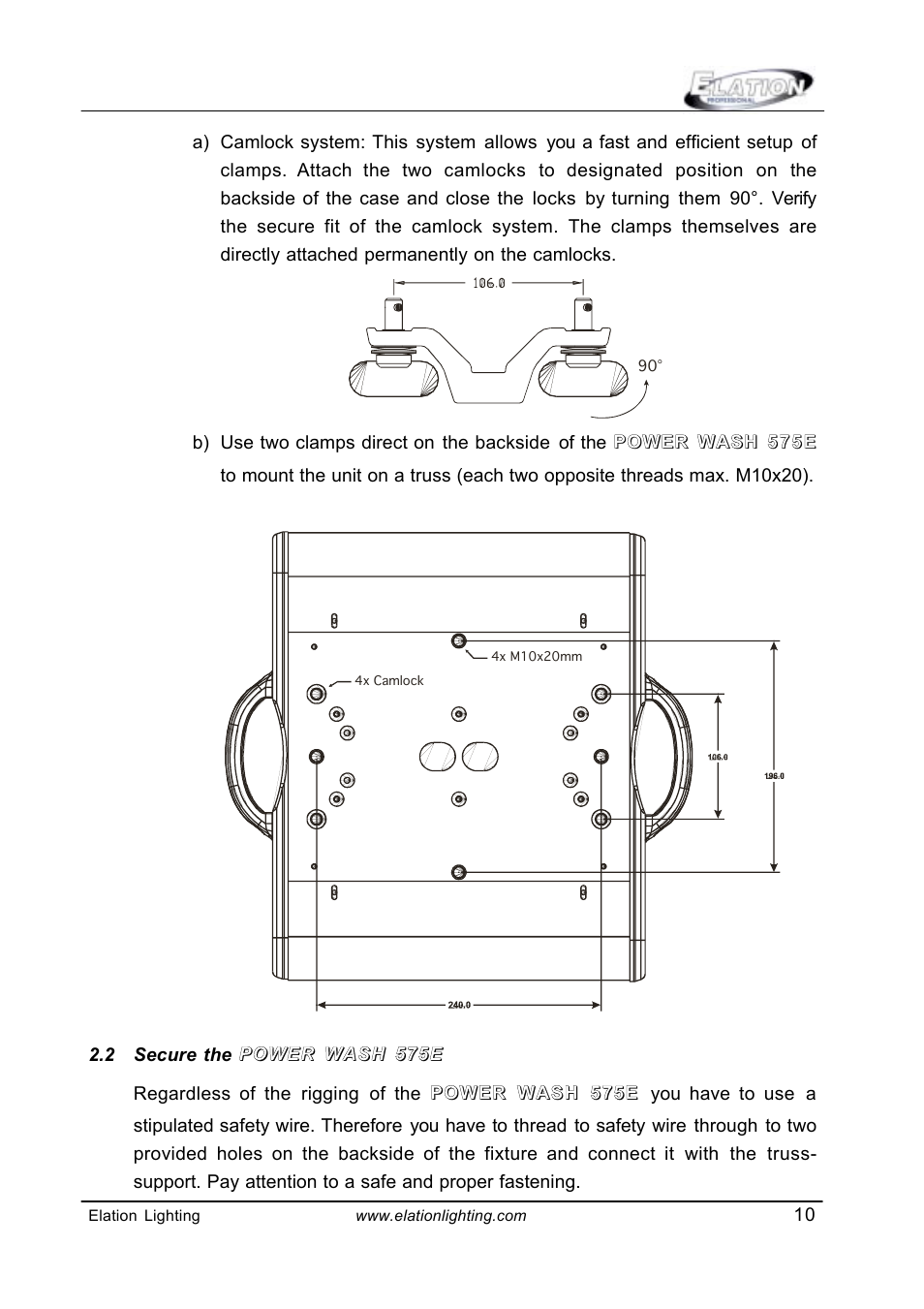 Elation Professional Power Wash 575E User Manual | Page 10 / 31