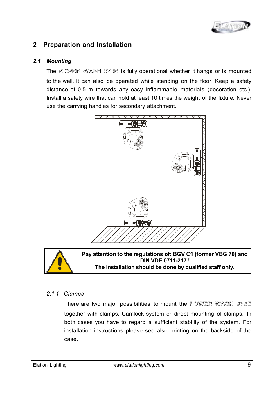 Elation Professional Power Wash 575E User Manual | Page 9 / 31