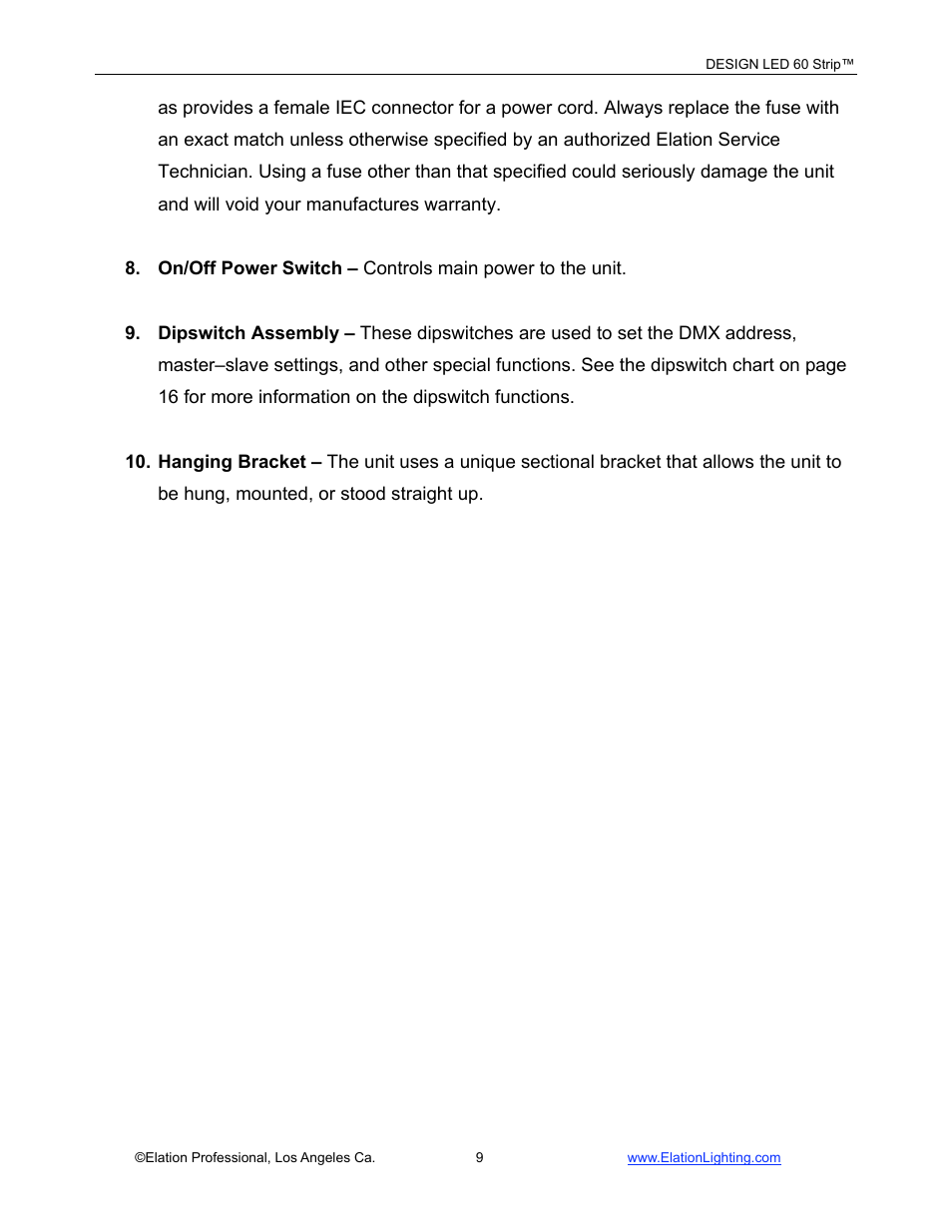 Elation Professional LED 60 User Manual | Page 10 / 34