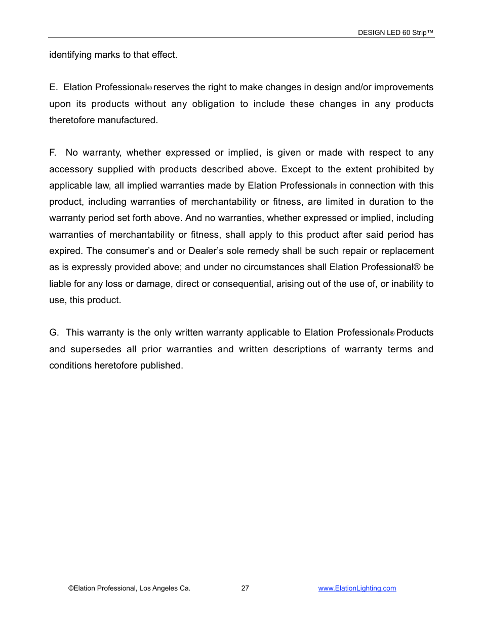 Elation Professional LED 60 User Manual | Page 28 / 34