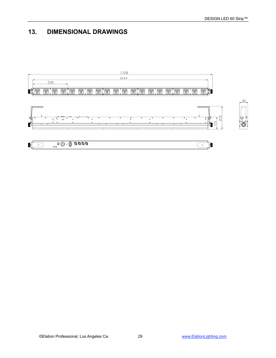 Dimensional drawings | Elation Professional LED 60 User Manual | Page 30 / 34