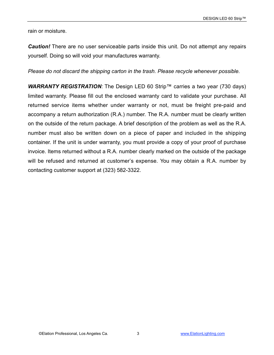 Elation Professional LED 60 User Manual | Page 4 / 34