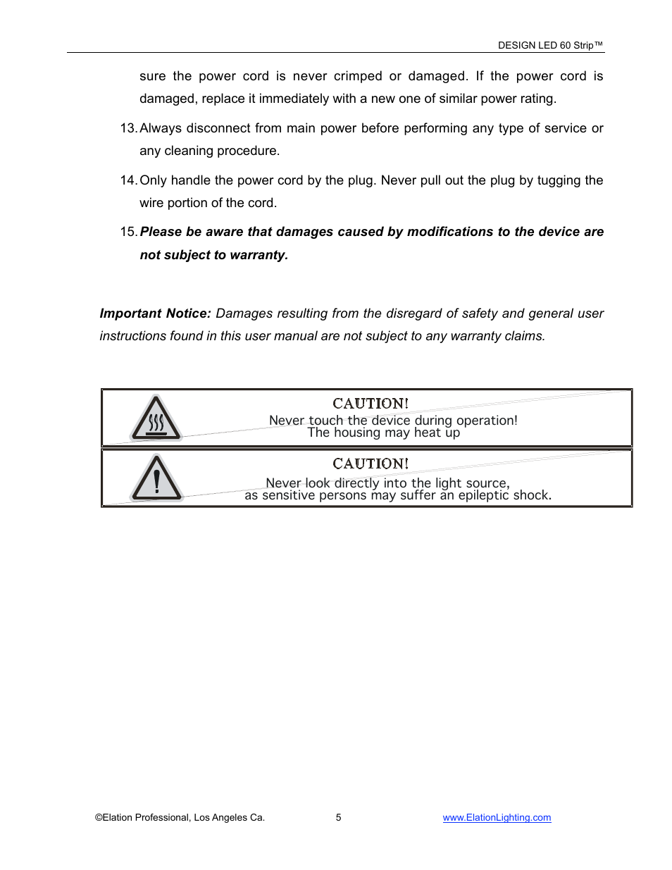 Elation Professional LED 60 User Manual | Page 6 / 34