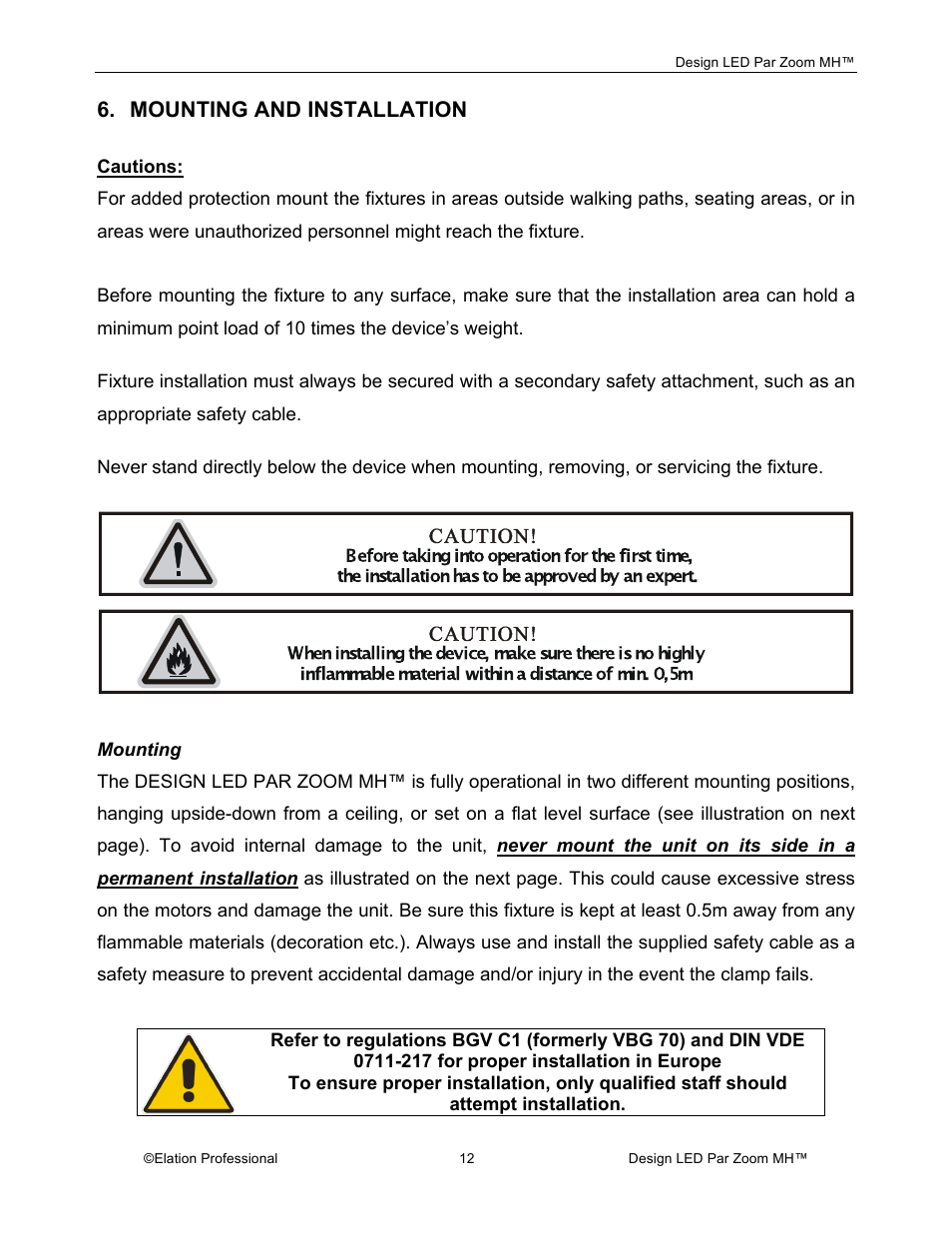 Mounting and installation | Elation Professional Landscape Lighting User Manual | Page 12 / 52