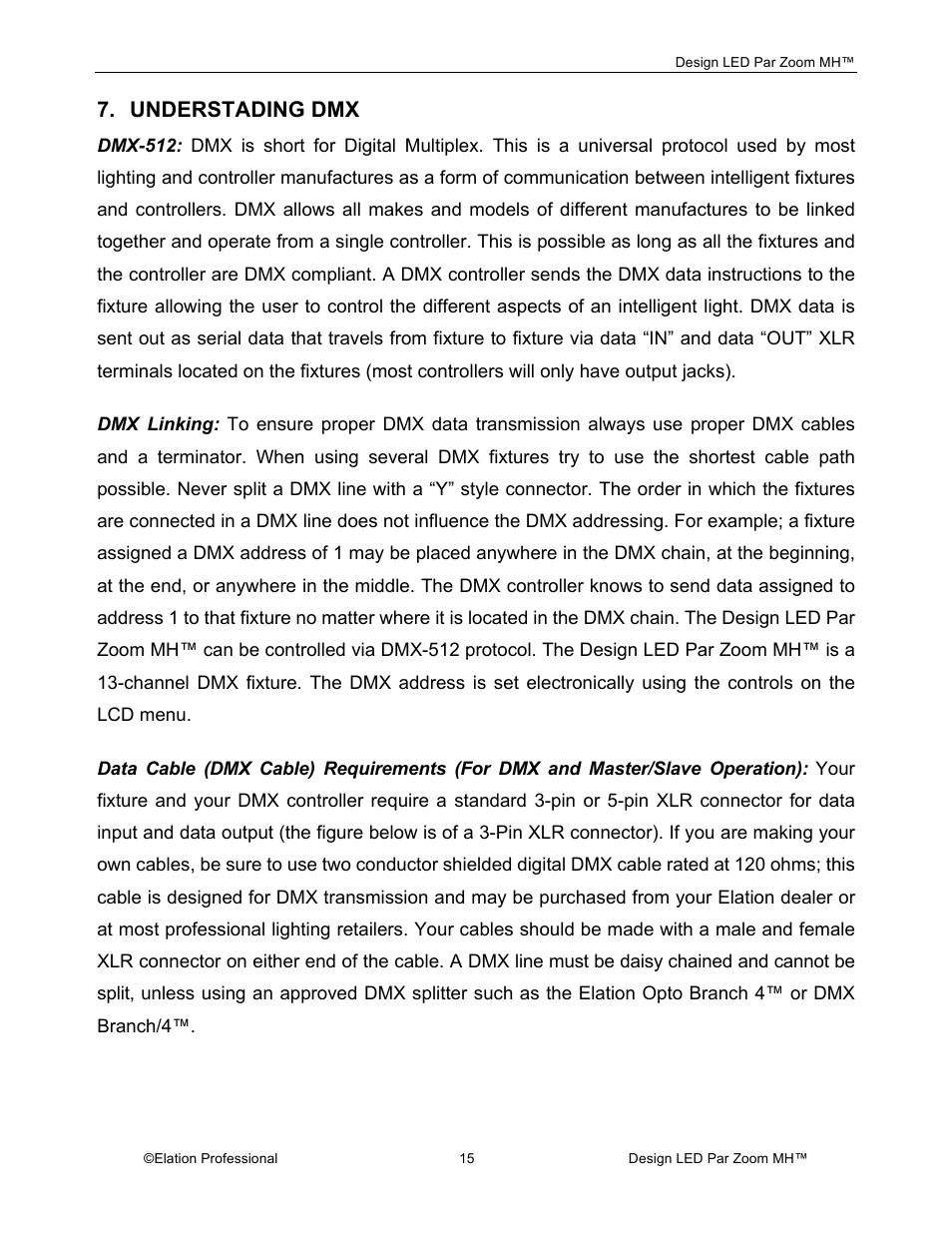 Understading dmx | Elation Professional Landscape Lighting User Manual | Page 15 / 52