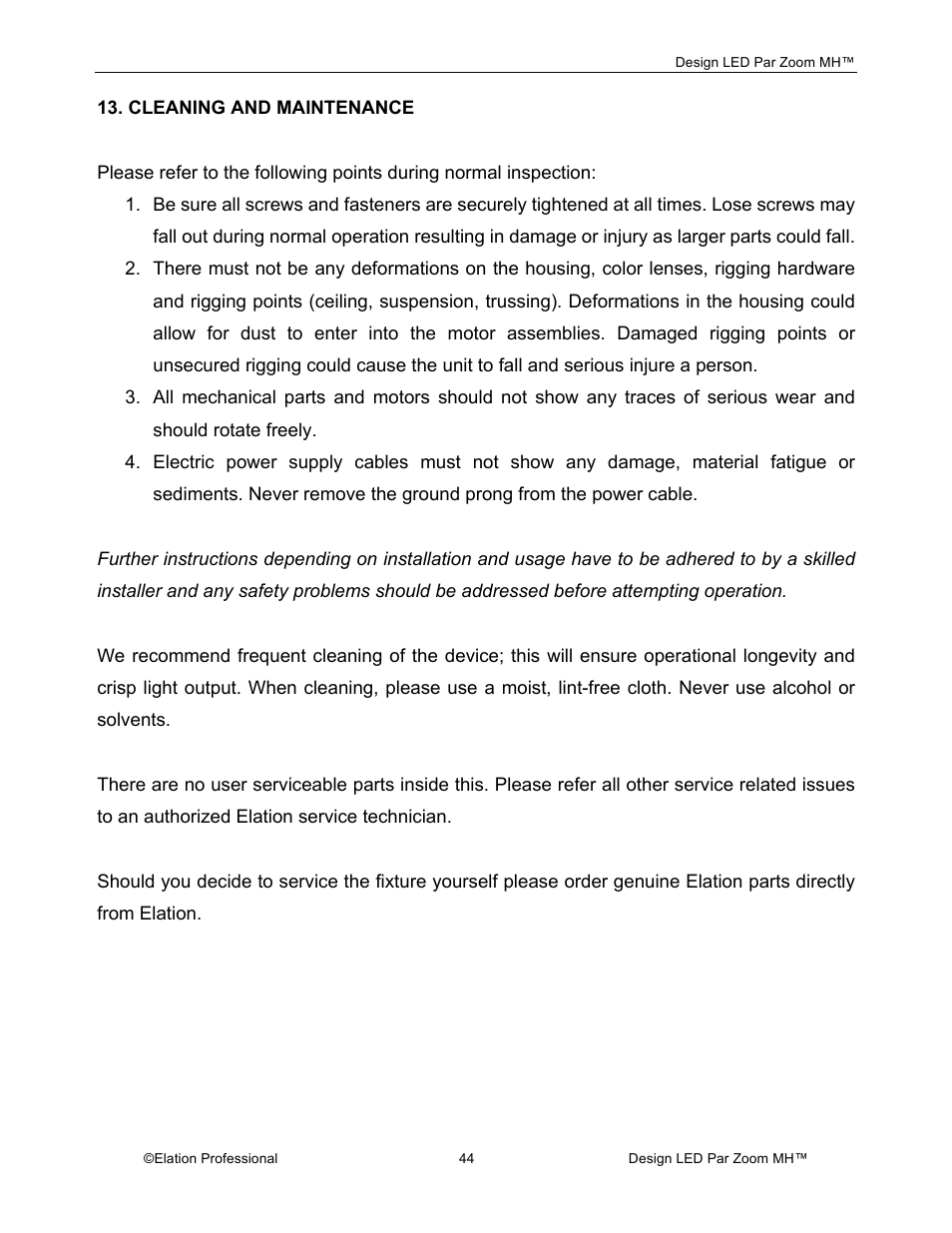 Elation Professional Landscape Lighting User Manual | Page 44 / 52