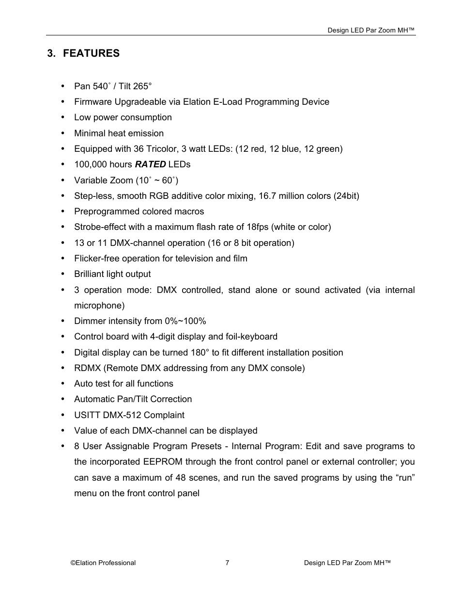 Features | Elation Professional Landscape Lighting User Manual | Page 7 / 52