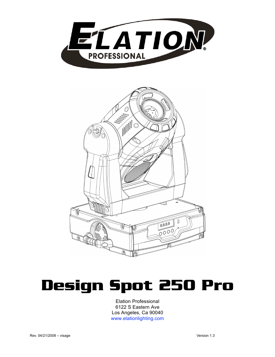 Elation Professional Design Spot 250 Pro User Manual | 56 pages