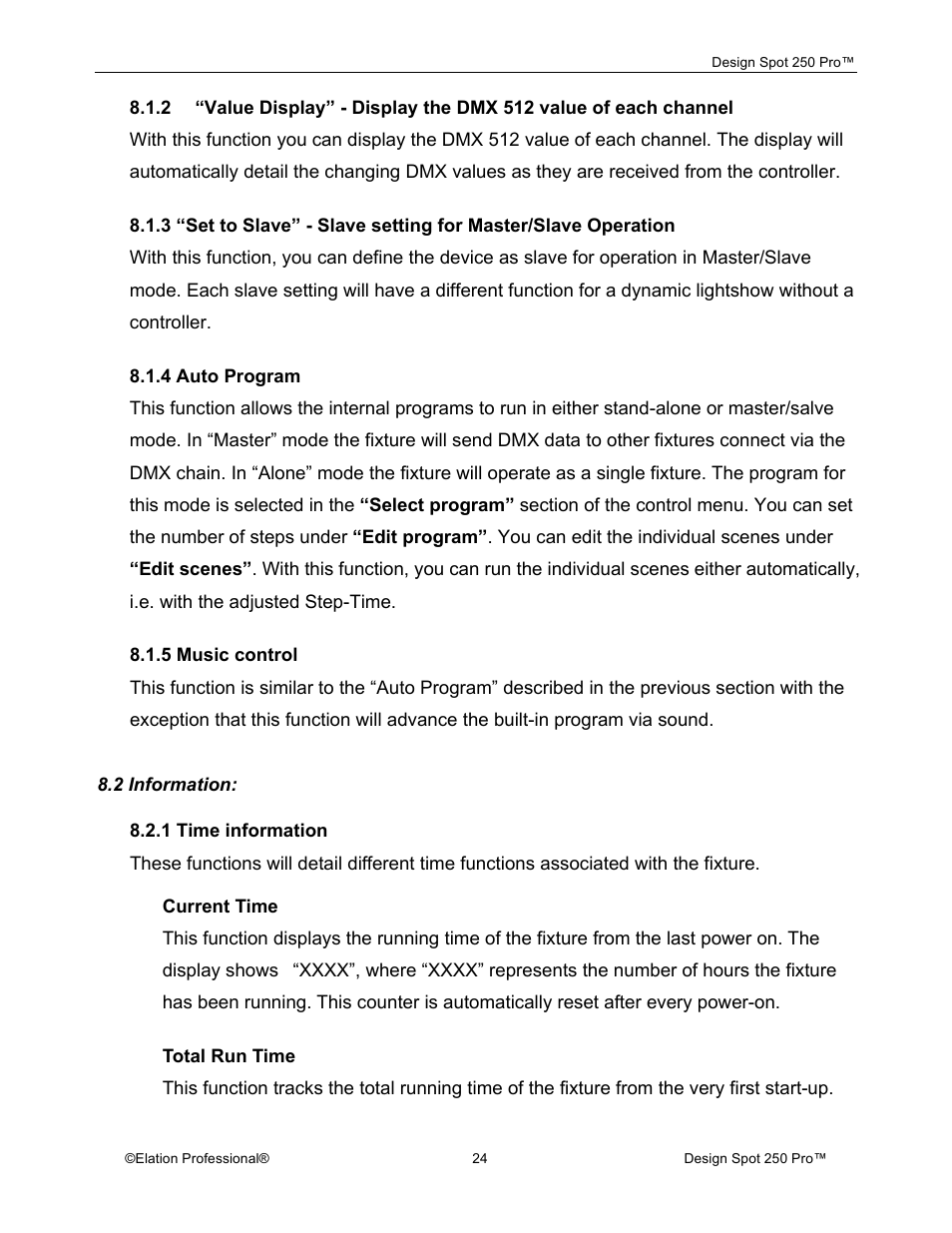 Elation Professional Design Spot 250 Pro User Manual | Page 24 / 56