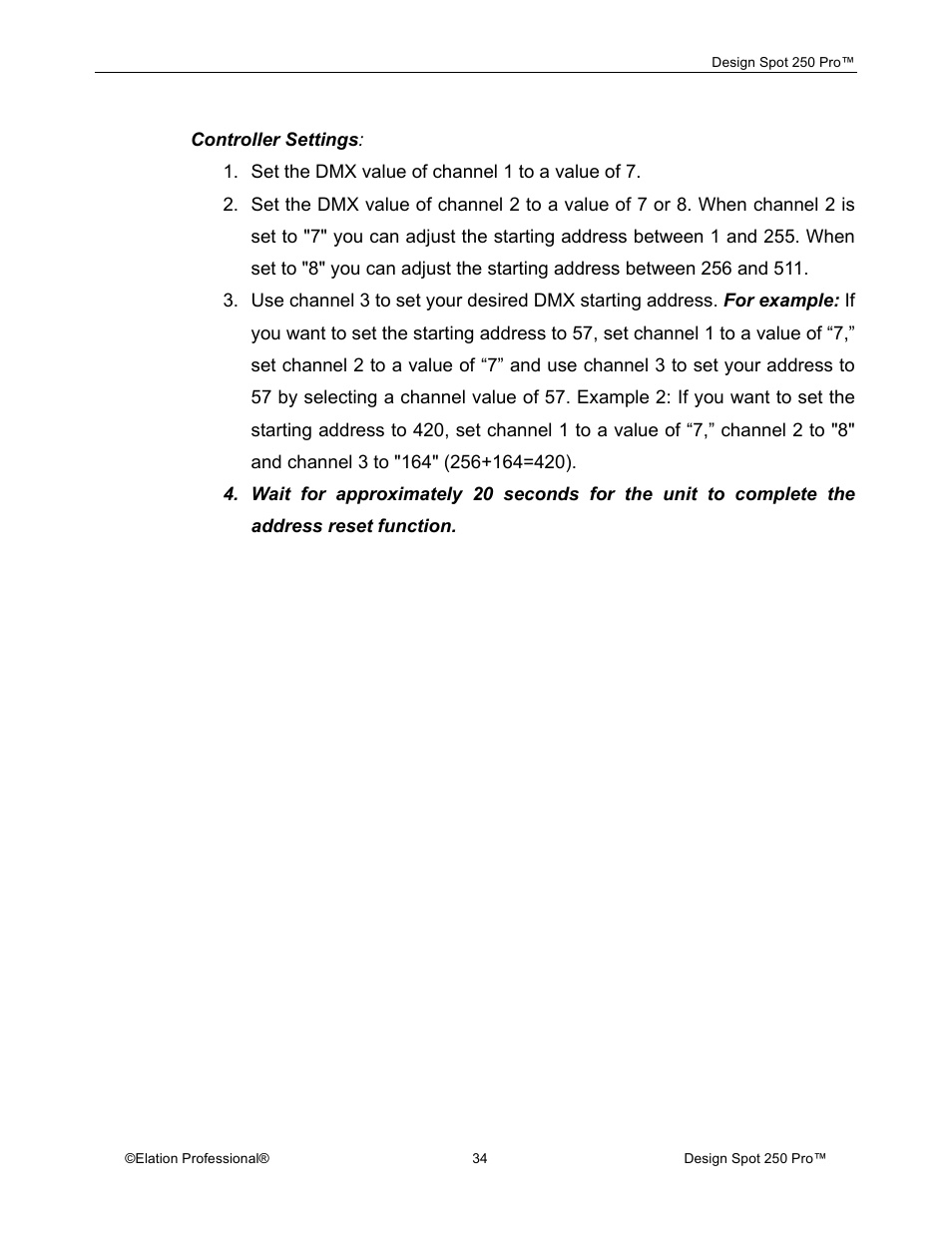 Elation Professional Design Spot 250 Pro User Manual | Page 34 / 56