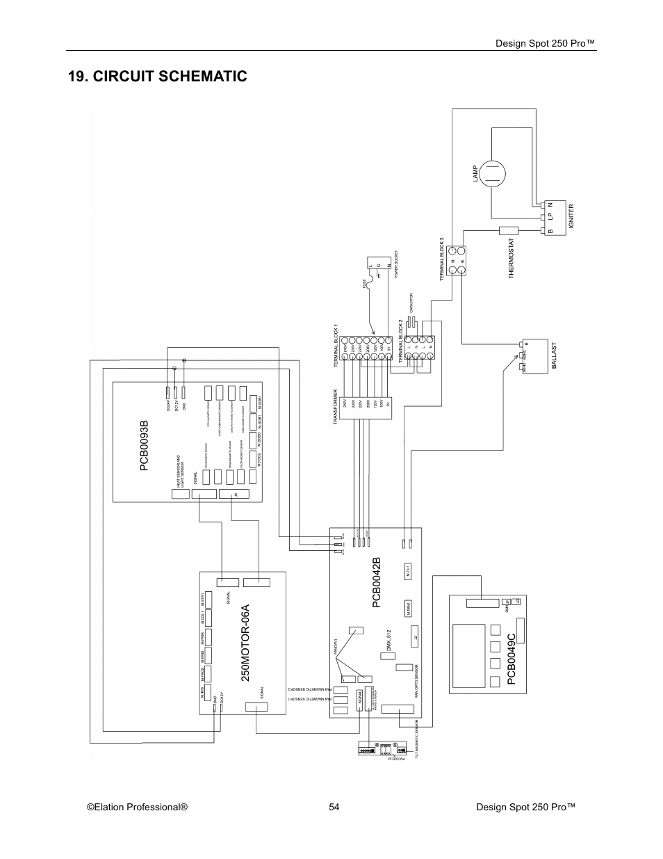 Circuit schematic | Elation Professional Design Spot 250 Pro User Manual | Page 54 / 56