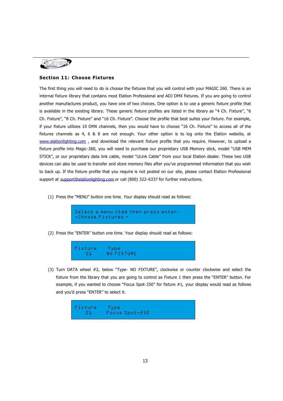 Elation Professional MAGIC-260 User Manual | Page 13 / 34
