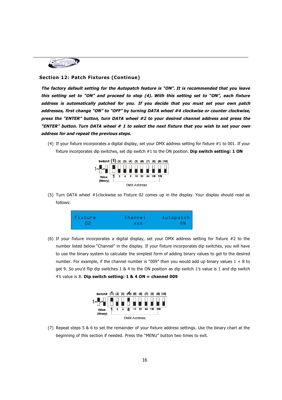 Elation Professional MAGIC-260 User Manual | Page 16 / 34