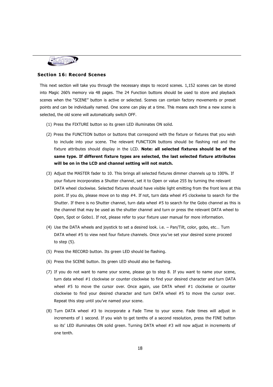 Elation Professional MAGIC-260 User Manual | Page 18 / 34