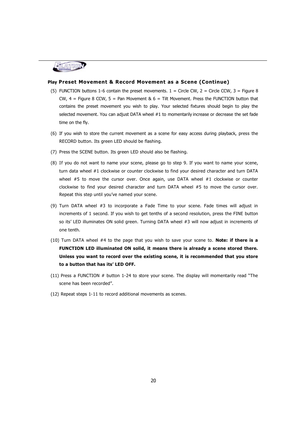 Elation Professional MAGIC-260 User Manual | Page 20 / 34