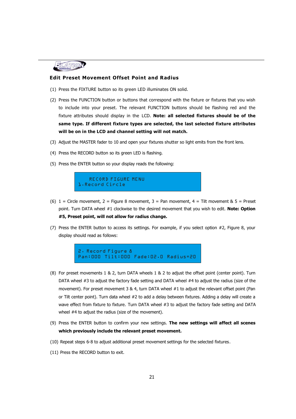 Elation Professional MAGIC-260 User Manual | Page 21 / 34