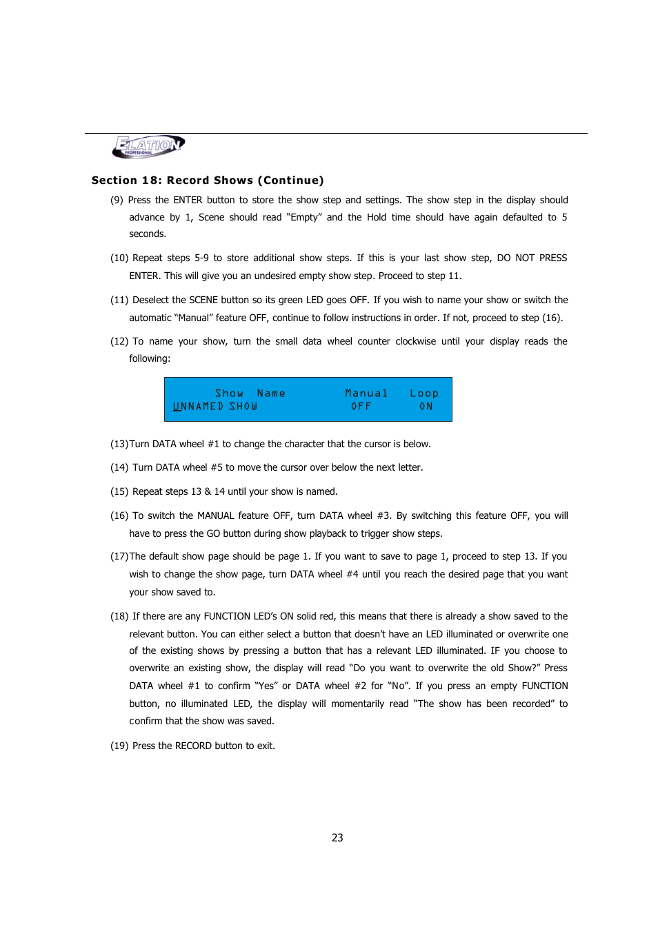 Elation Professional MAGIC-260 User Manual | Page 23 / 34