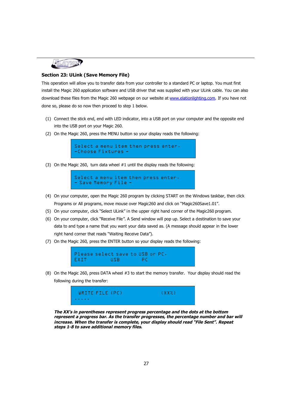 Elation Professional MAGIC-260 User Manual | Page 27 / 34