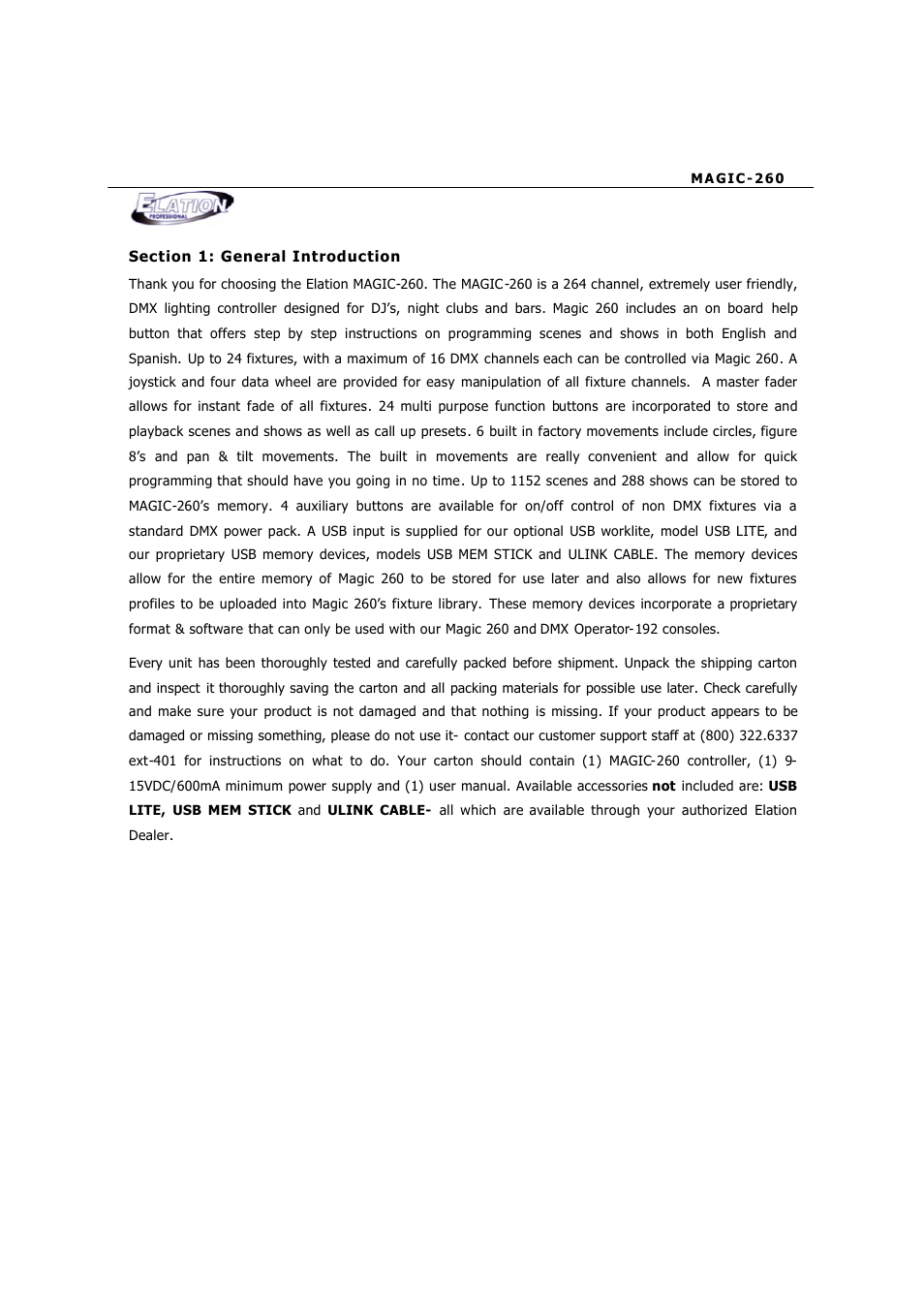Elation Professional MAGIC-260 User Manual | Page 3 / 34