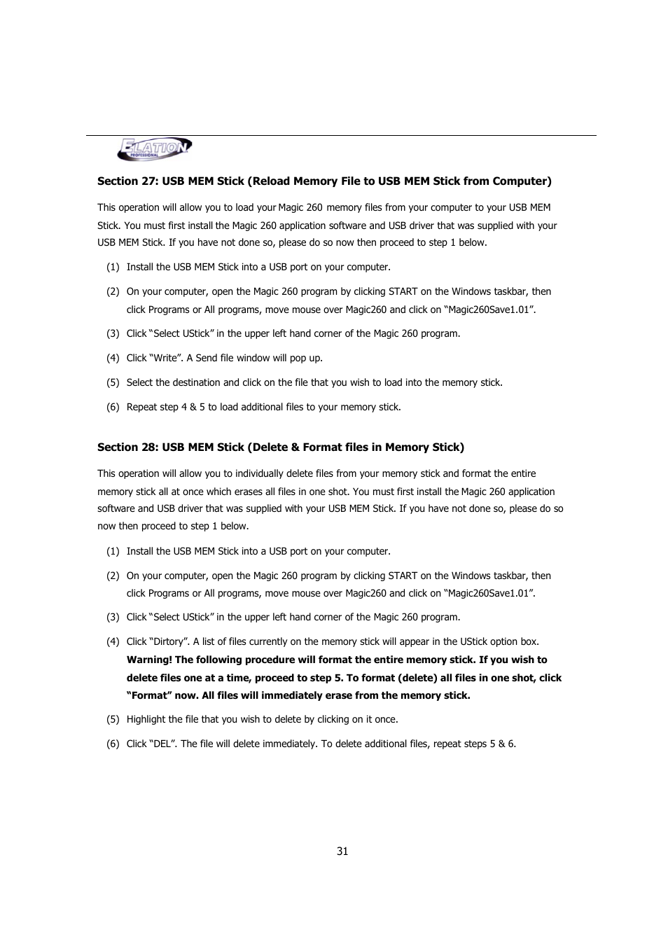 Elation Professional MAGIC-260 User Manual | Page 31 / 34