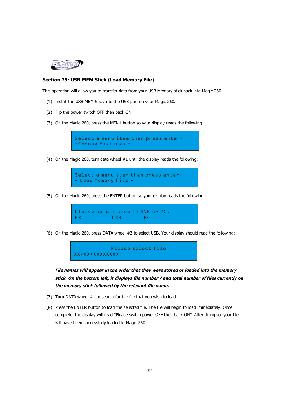 Elation Professional MAGIC-260 User Manual | Page 32 / 34