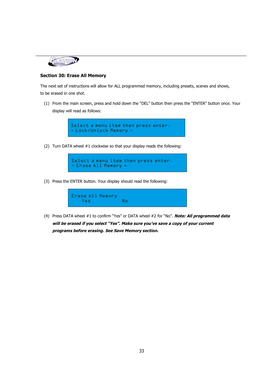 Elation Professional MAGIC-260 User Manual | Page 33 / 34