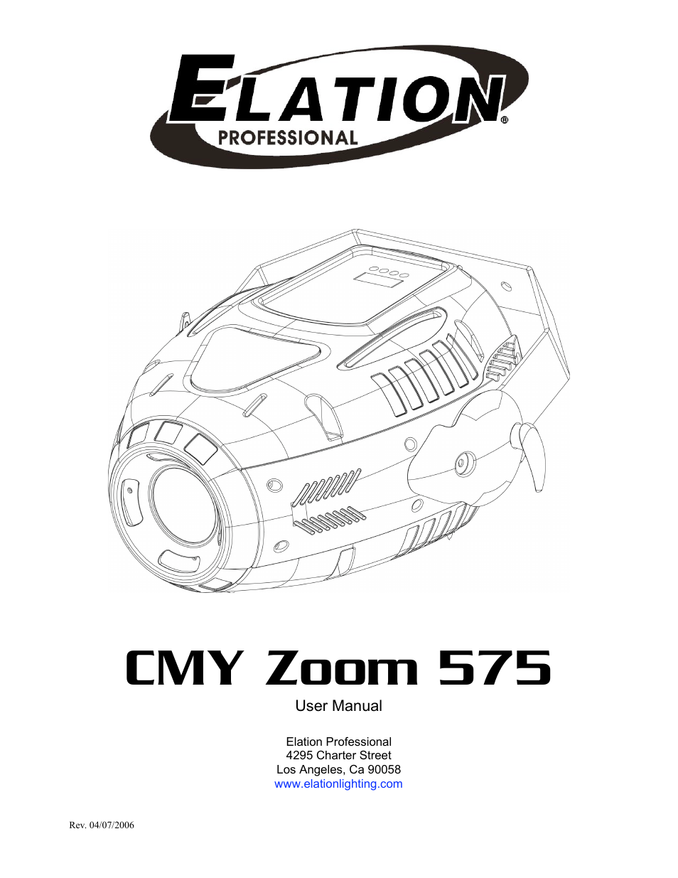 Elation Professional CMY Zoom 575 User Manual | 52 pages