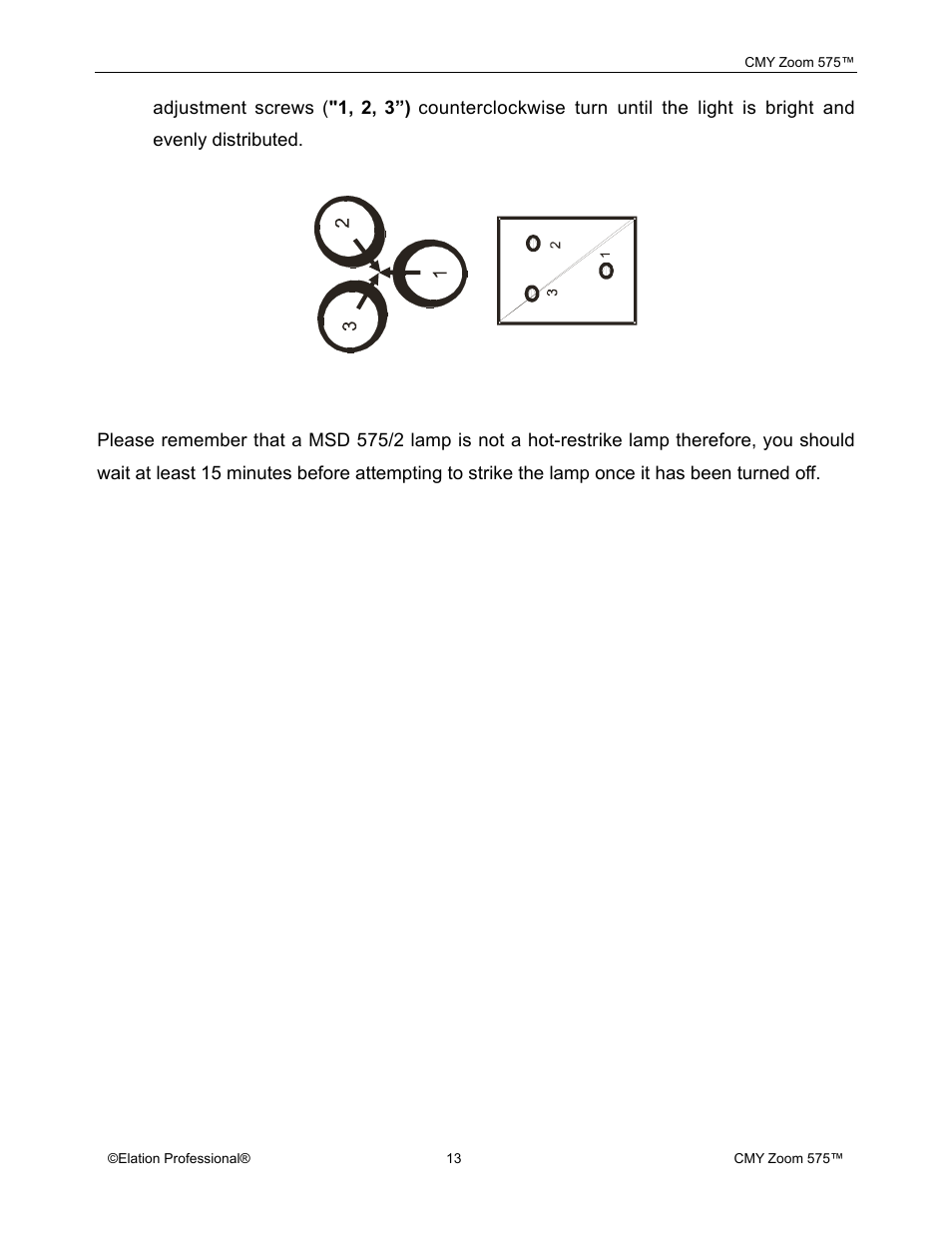 Elation Professional CMY Zoom 575 User Manual | Page 13 / 52